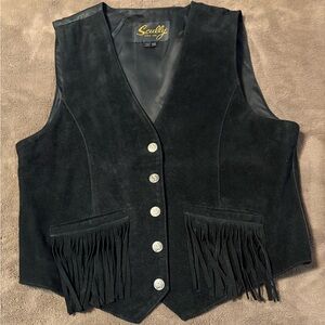 Scully Black Suede/Leather Snap Lined Vest  Sz 12, Unisex